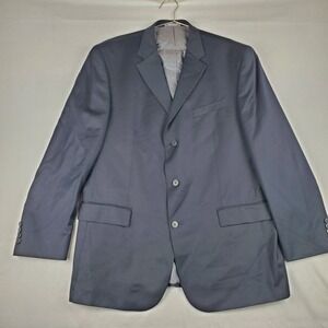 Oscar De La Renta Blazer Mens 46 Long Blue 100% Wool Single Breasted Notch Lapel
